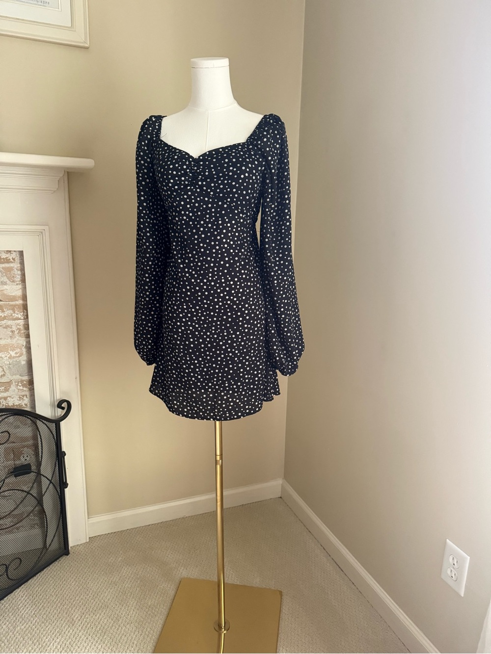 Missguided Black Polka Dot Long Sleeve Mini Dress
